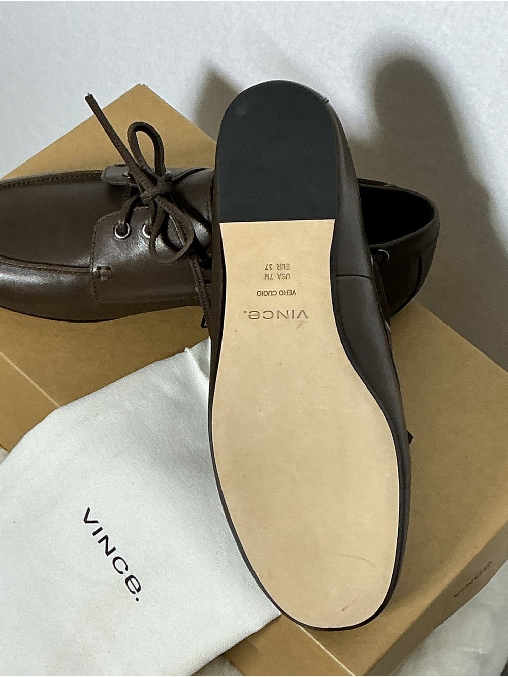 Vince Brown Leather Lace-Up Loafers / Boat Shoes - Size 7 - Picture 6 of 7